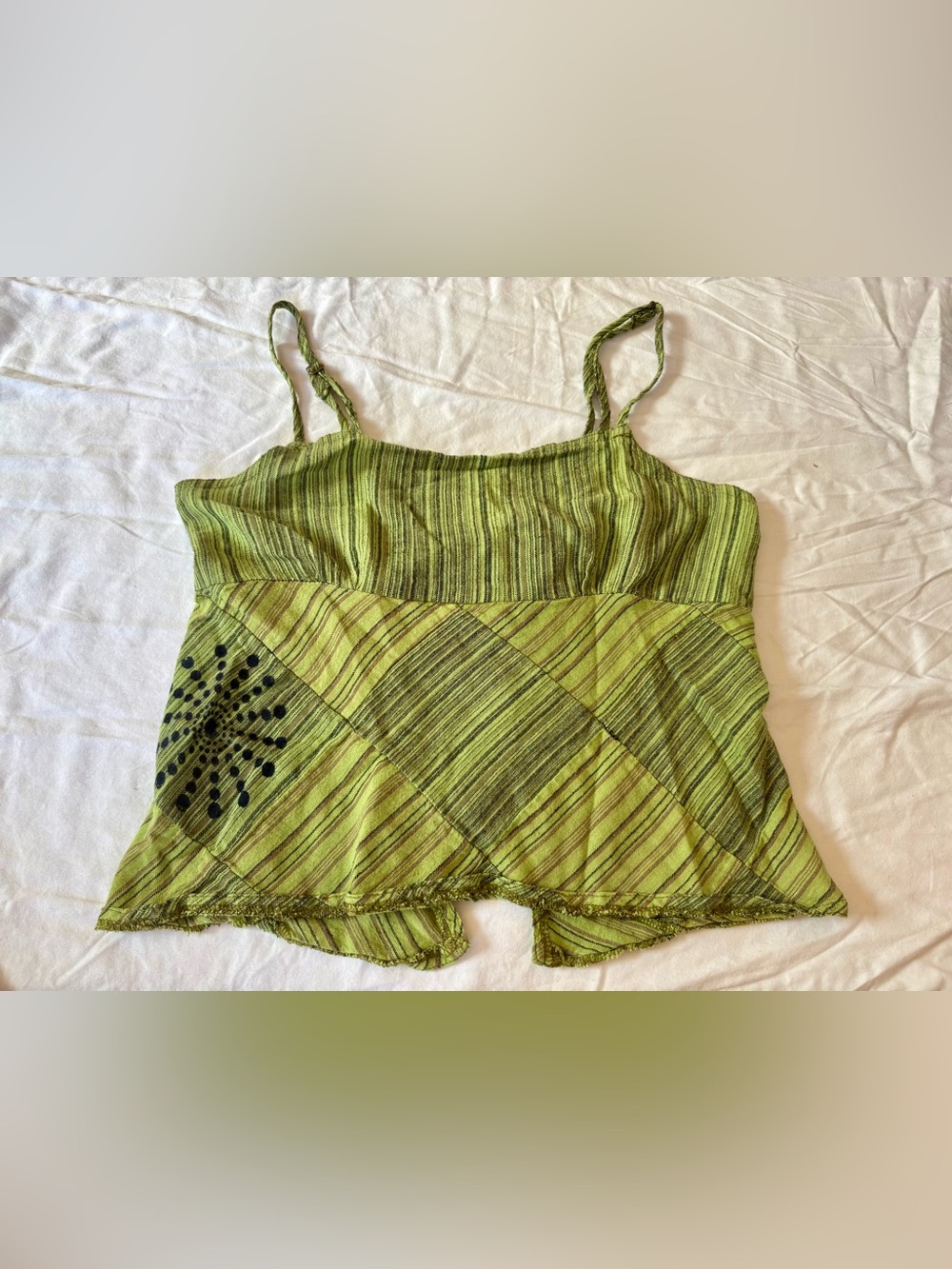 EARTHBOUND Green Striped Spaghetti Strap Tank Top